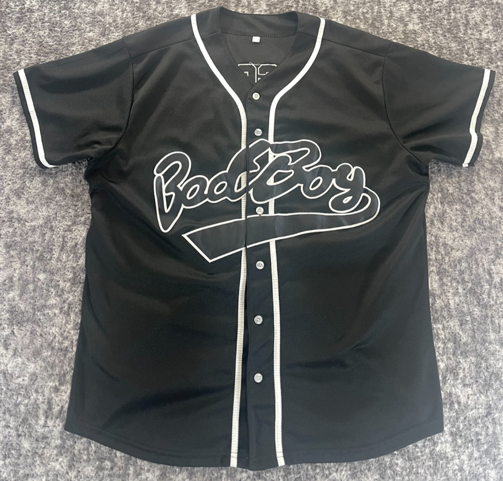 Bad Boy Records Biggie Smalls Baseball Jersey Mens L Hip Hop Streetwear